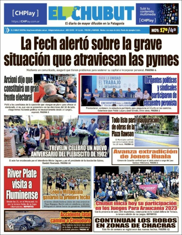 Portada de El Chubut (Argentina)