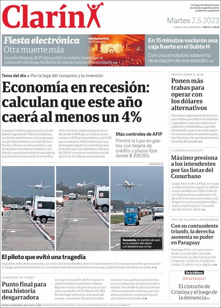 Portada de Clarín (Argentina)