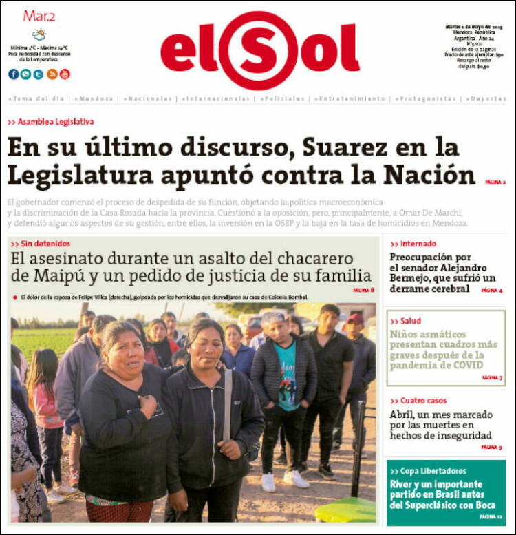 Portada de El Sol (Argentina)
