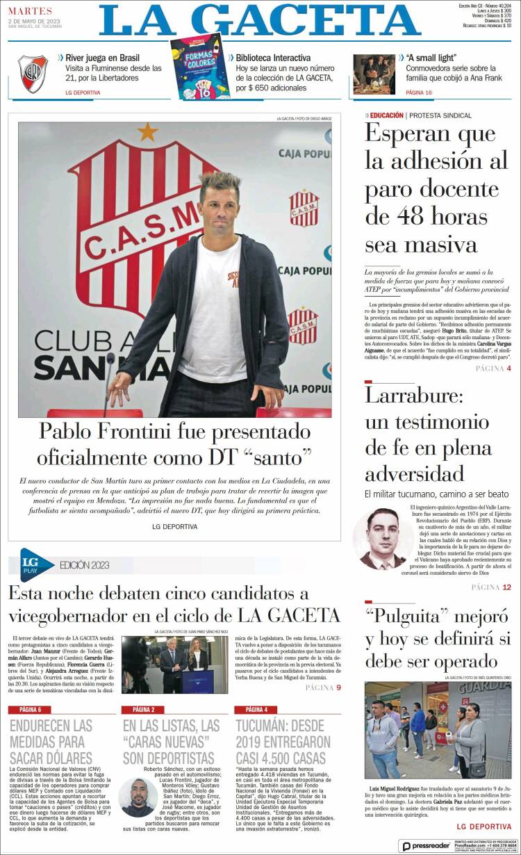 Portada de La Gaceta (Argentina)