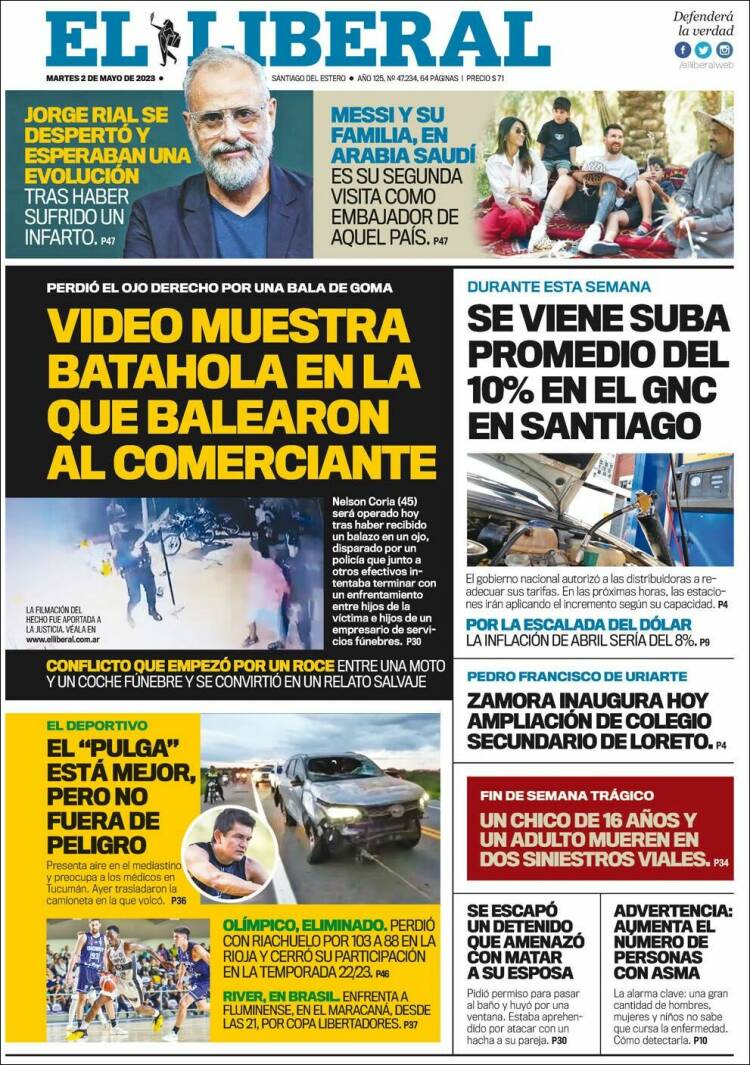Portada de Diario El Liberal (Argentina)
