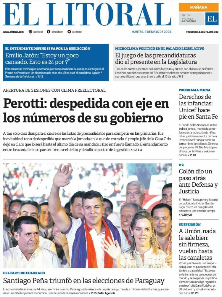 Portada de Diario El Litoral (Argentina)