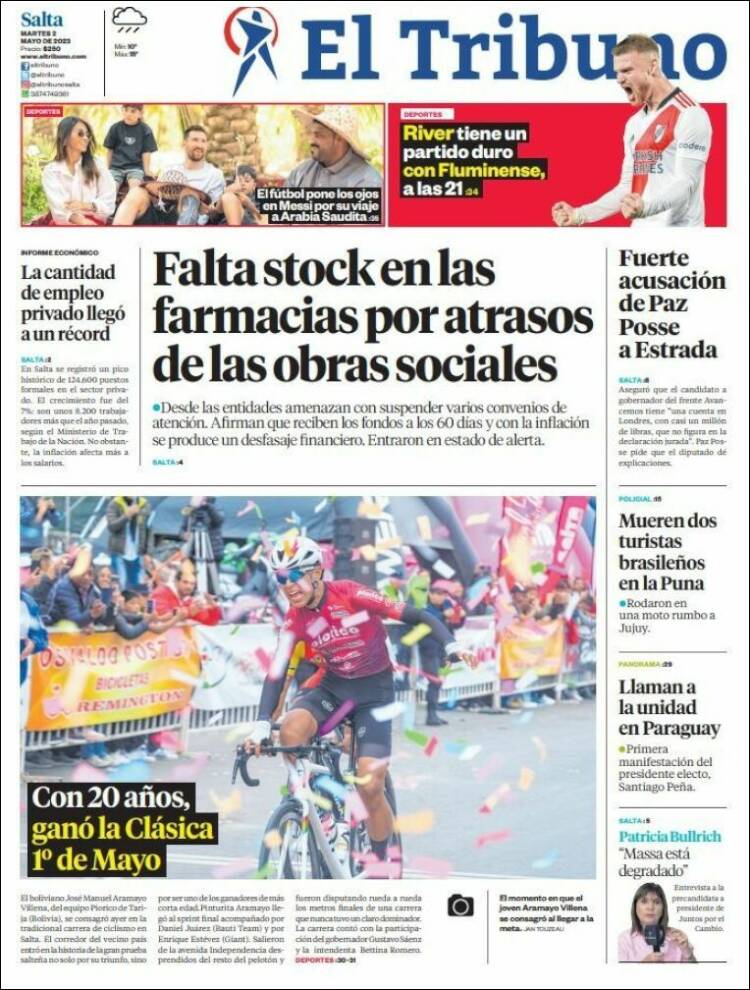 Portada de El Tribuno - Salta (Argentina)