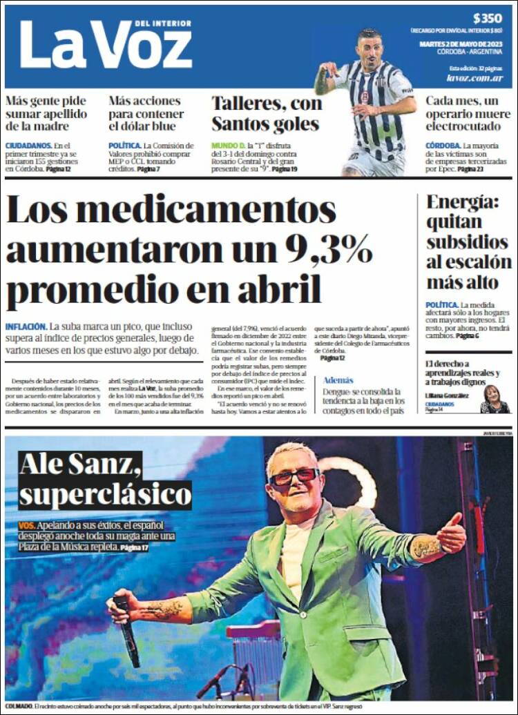 Portada de La Voz del Interior (Argentina)