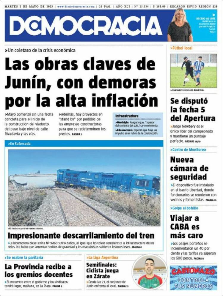 Portada de Diario Democracia (Argentina)