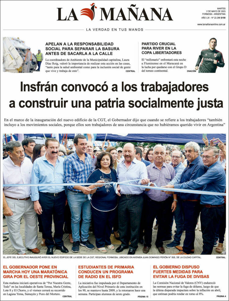 Portada de Diario La Mañana (Argentina)