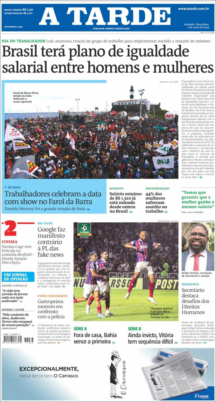 Portada de Diário A Tarde (Brasil)