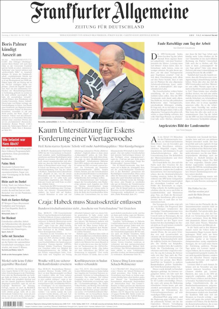 Portada de Frankfurter Allgemeine (Alemania)