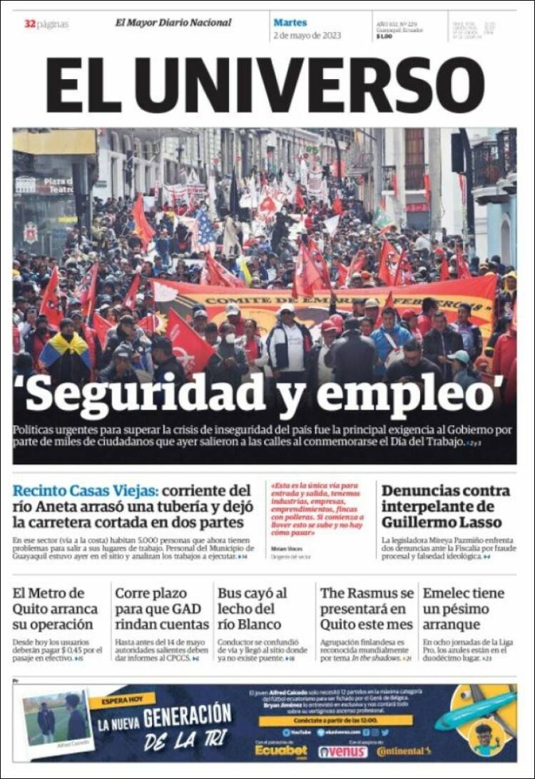 Portada de El Universo - Ecuador (Ecuador)