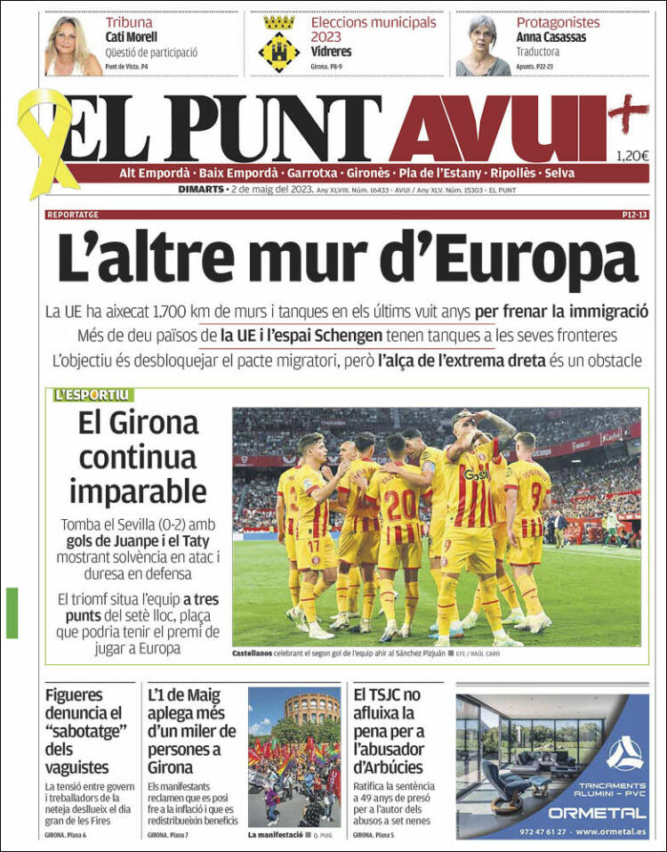 Portada de El Punt Avui - Girona (España)