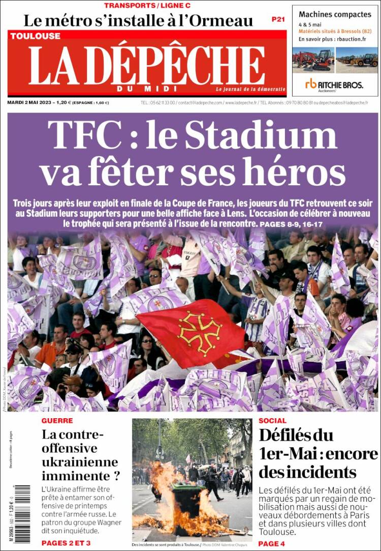 Portada de La Dépêche du Midi (Francia)