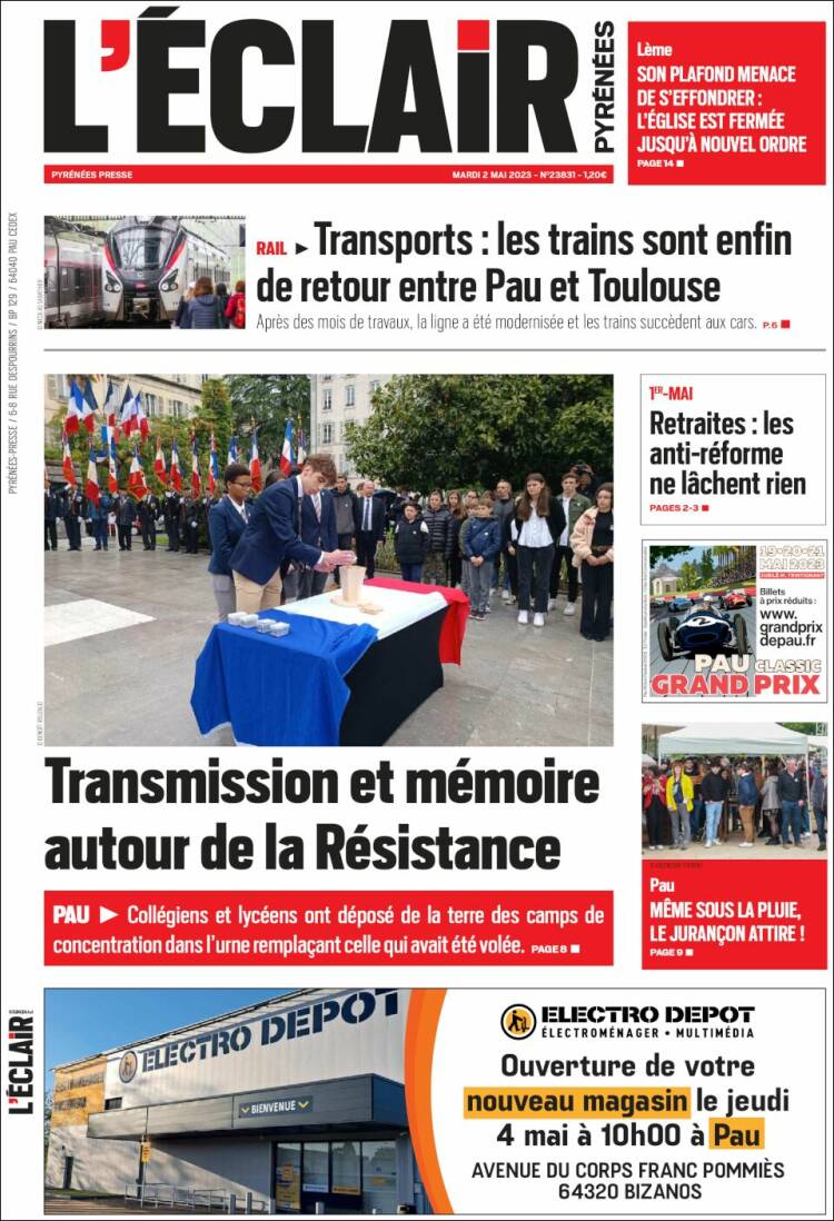 Portada de L'Eclair des Pyrénées (Francia)