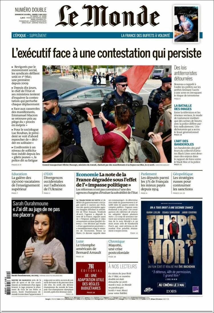 Portada de Le Monde (Francia)