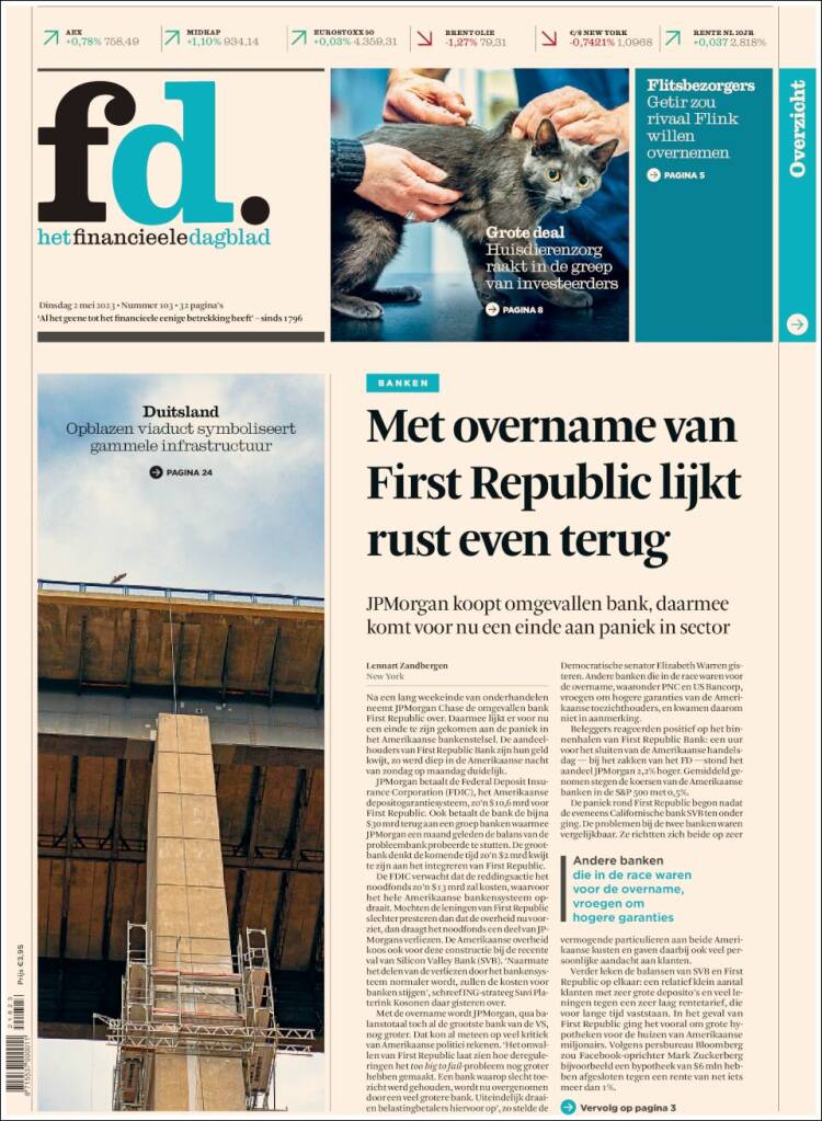 Portada de Het Financieele Dagblad (Pa&iacute;ses Bajos)