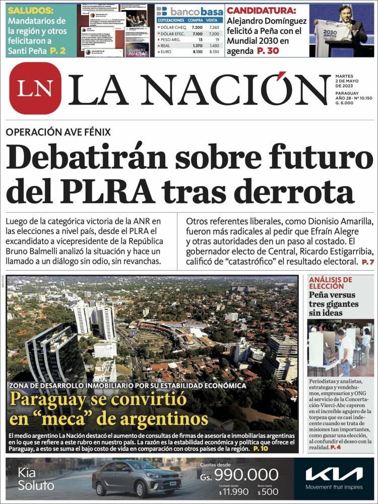 Portada de La Nación (Paraguay)