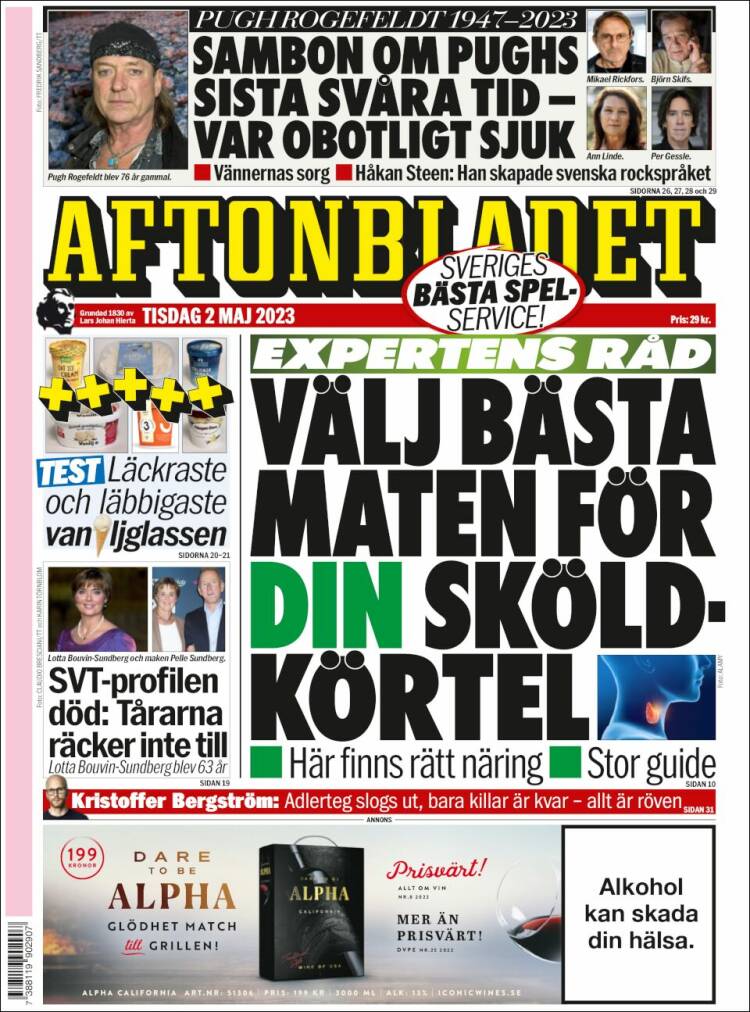 Portada de Aftonbladet (Suecia)
