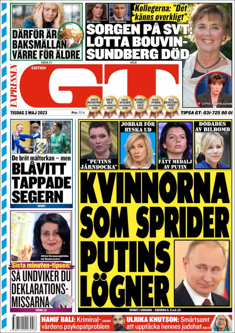 Portada de Göteborgstidningen (Suecia)