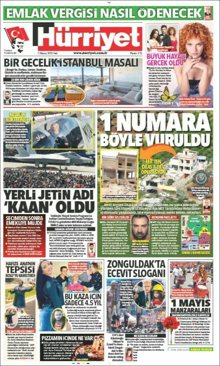 Portada de Hürriyet (Turqu&iacute;a)