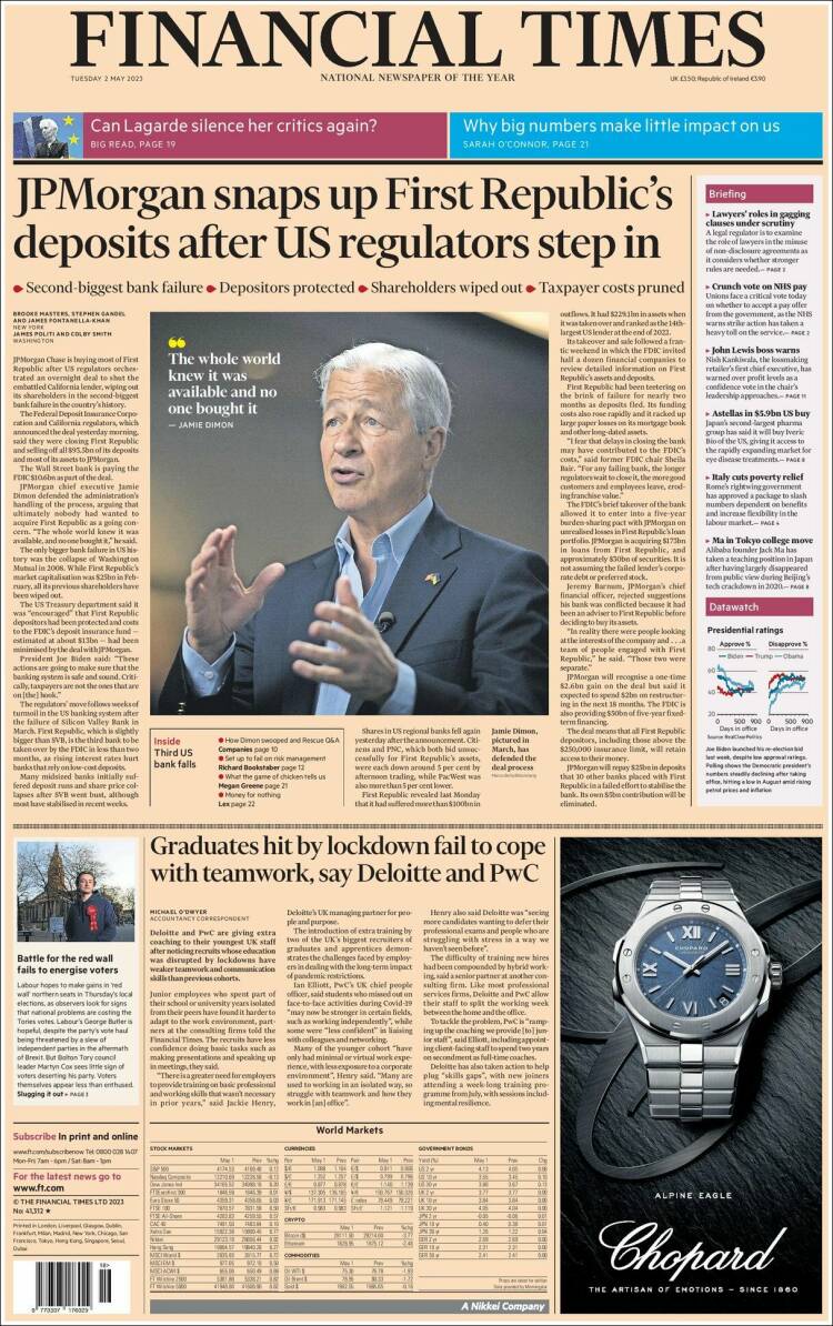 Portada de Financial Times (Reino Unido)