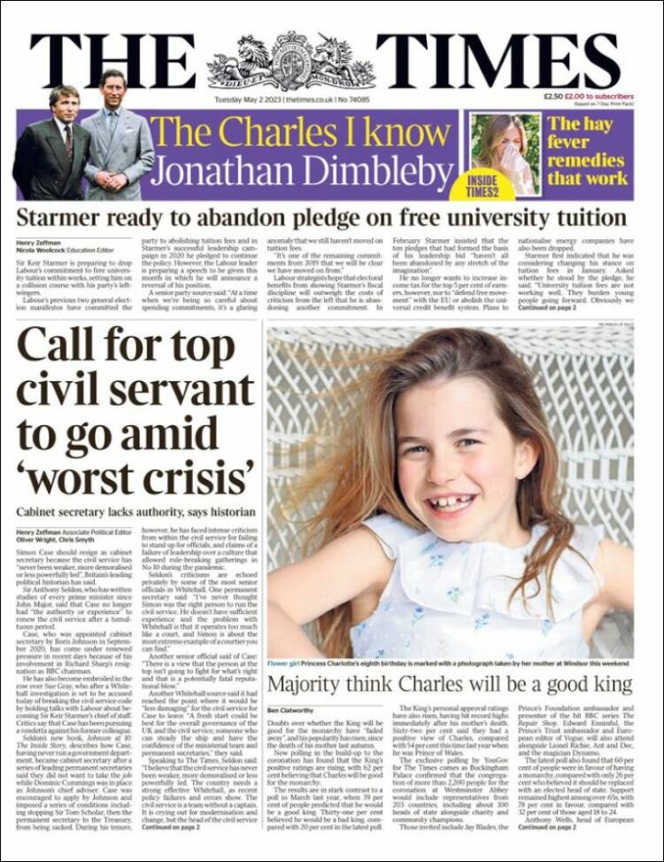 Portada de The Times (United Kingdom)