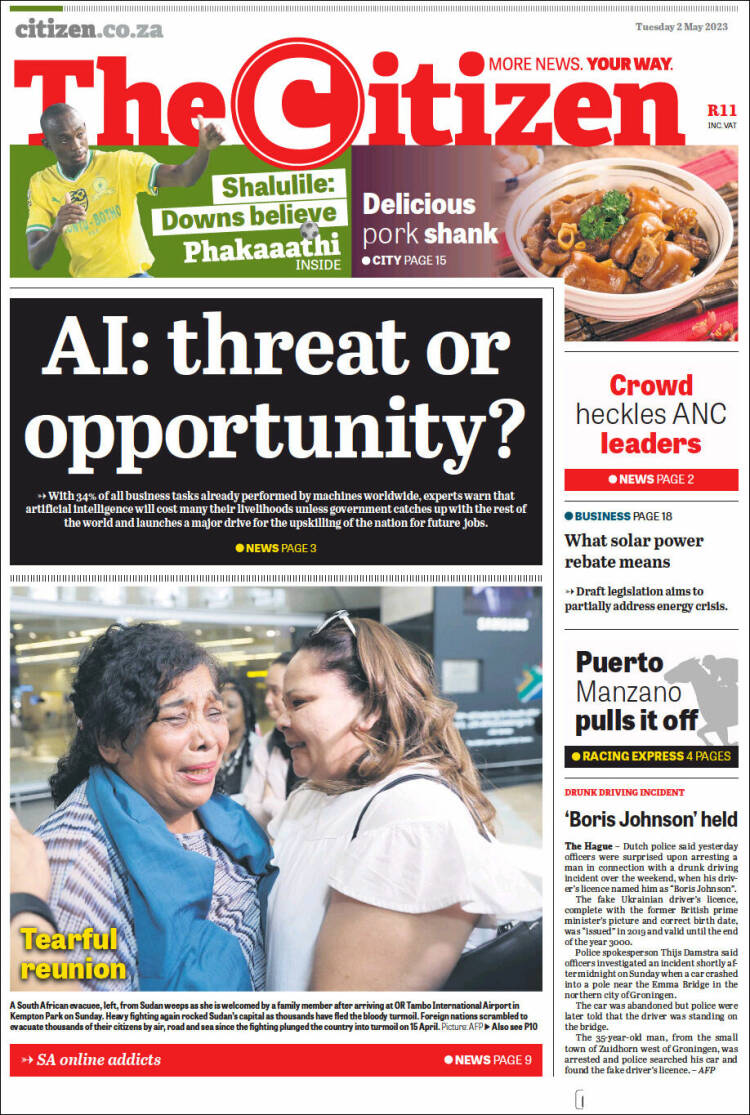 Portada de The Citizen (Sud&aacute;frica)