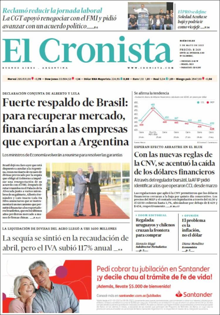 Portada de El Cronista Comercial (Argentina)