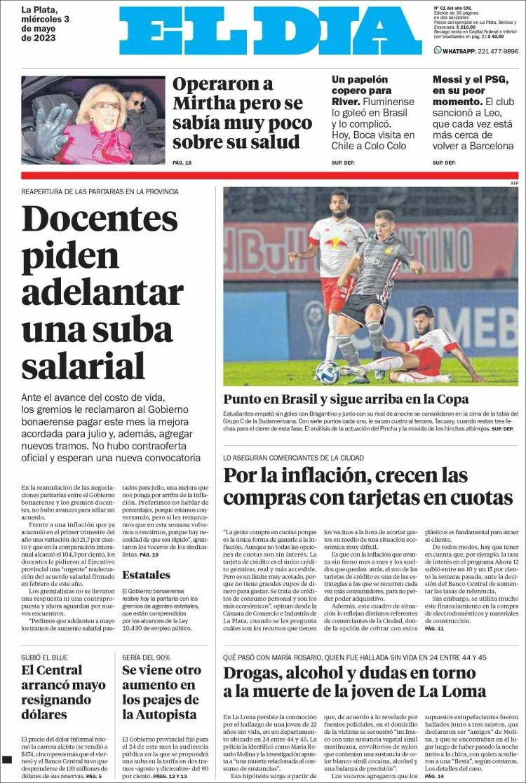 Portada de El Día de la Plata (Argentina)