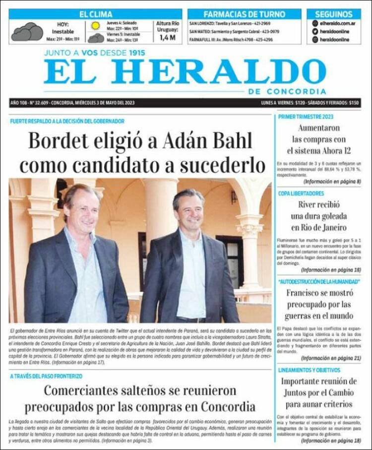 Portada de El Heraldo de Concordia (Argentina)