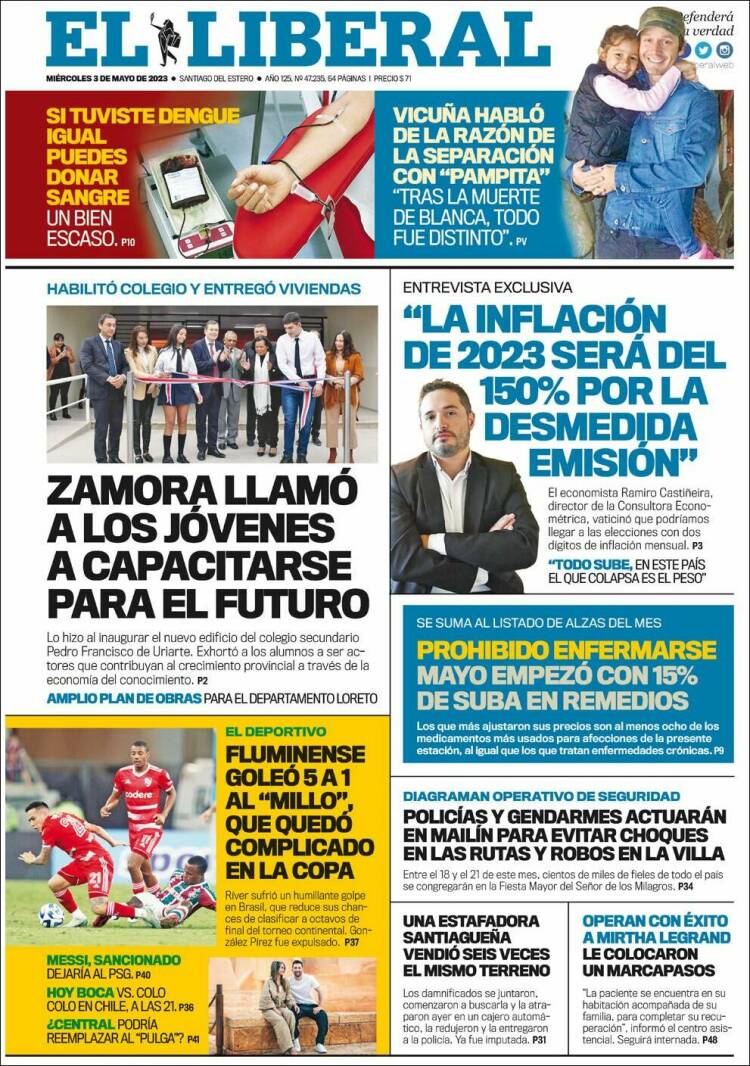 Portada de Diario El Liberal (Argentina)