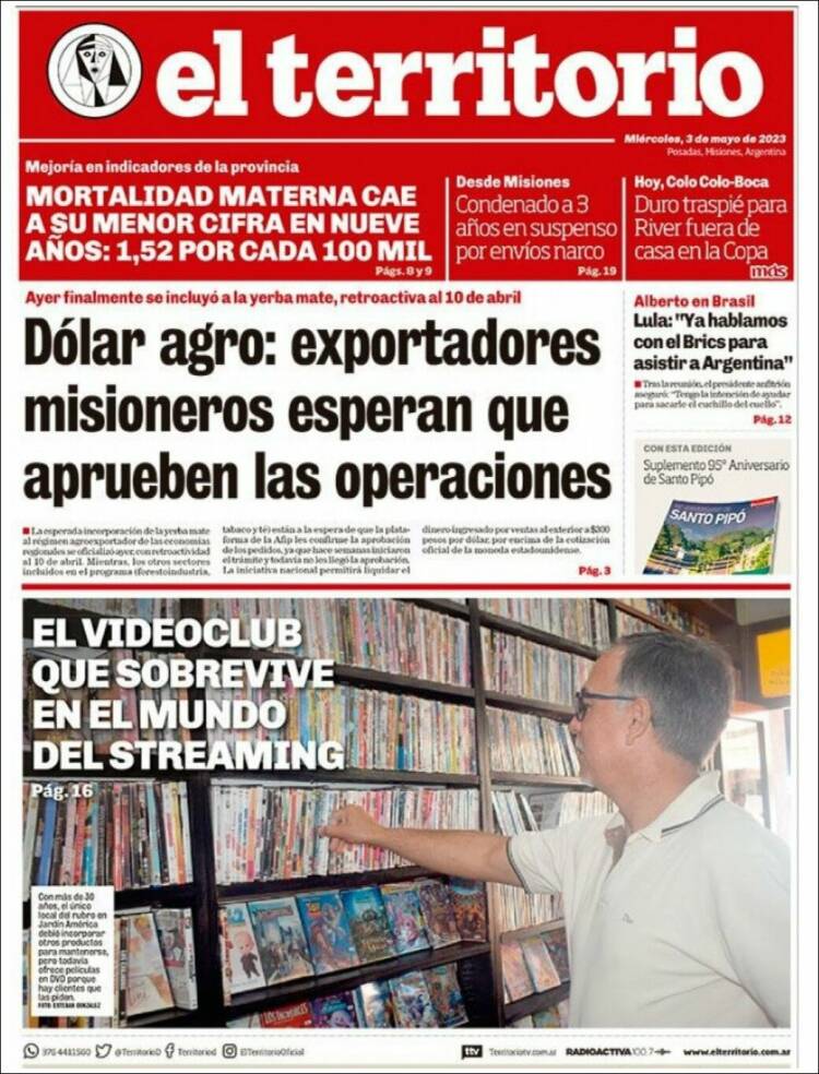 Portada de El Territorio (Argentina)