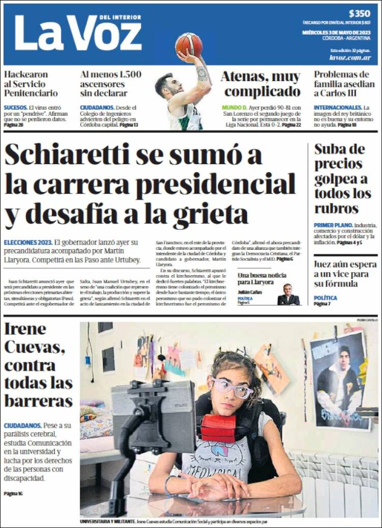 Portada de La Voz del Interior (Argentina)