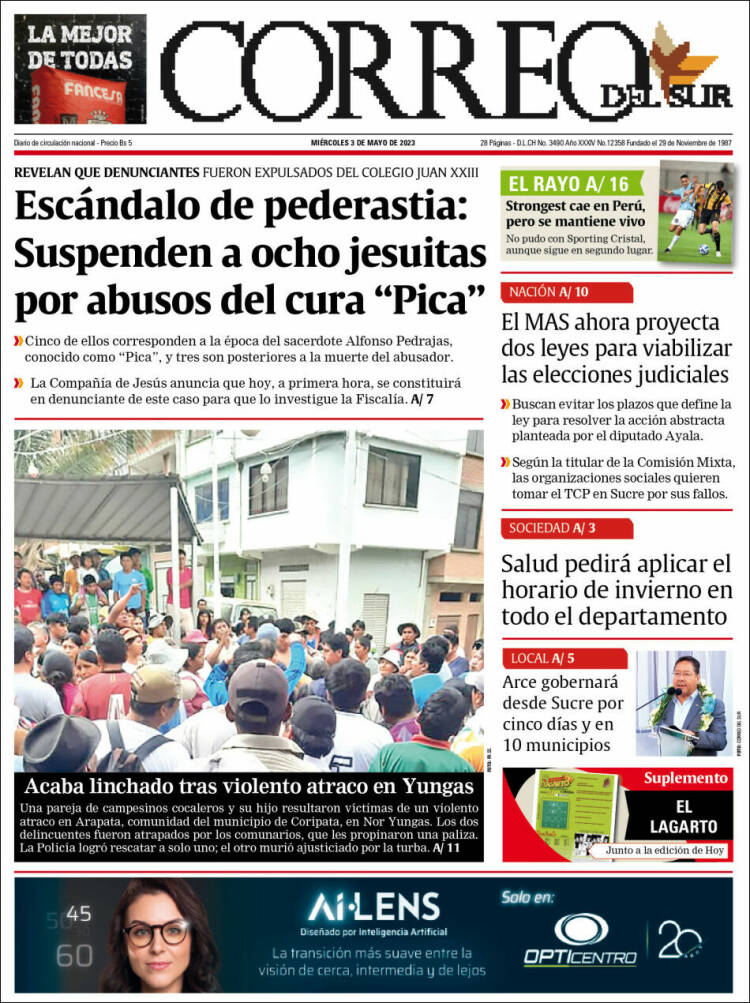 Portada de Correo Sur (Bolivia)
