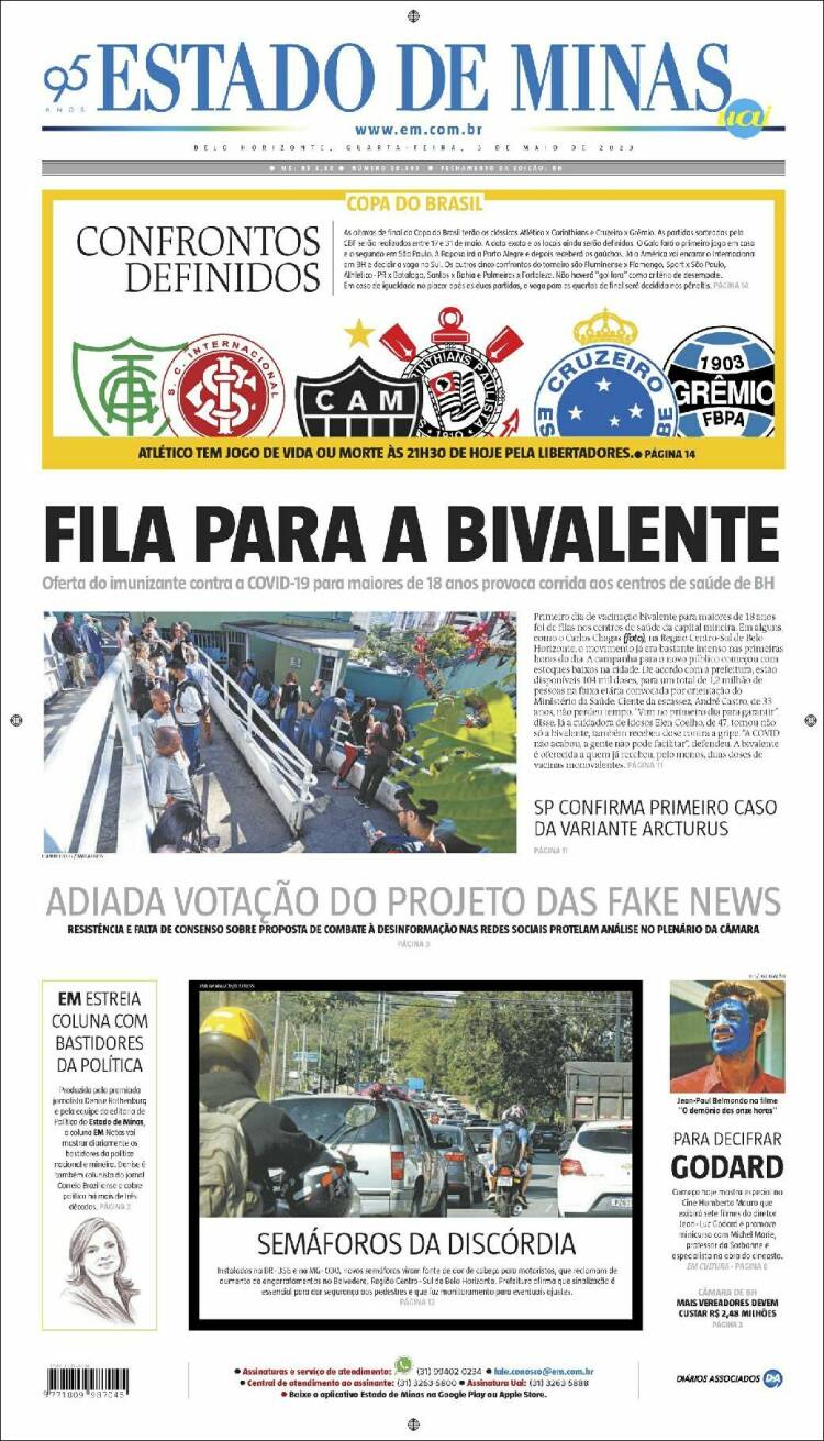 Portada de Jornal Estado de Minas (Brasil)