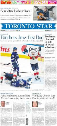 Portada de The Toronto Star (Canadá)