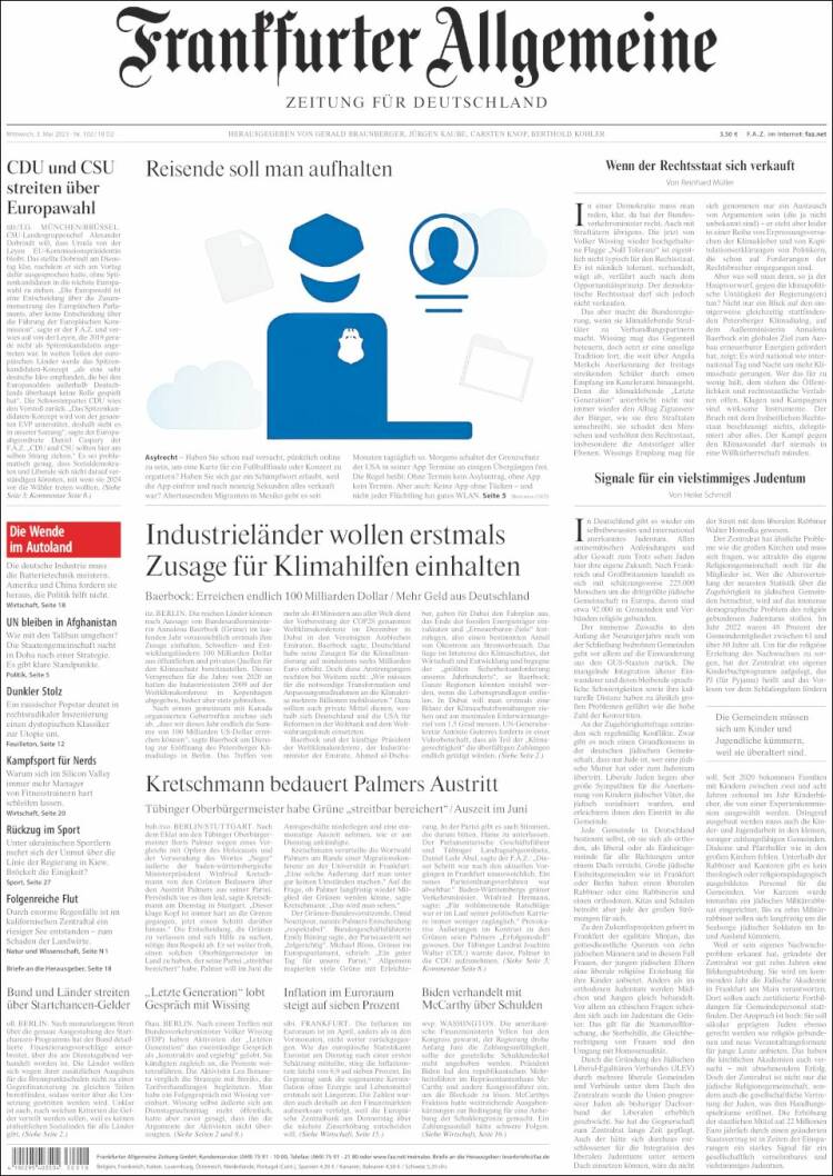 Portada de Frankfurter Allgemeine (Alemania)