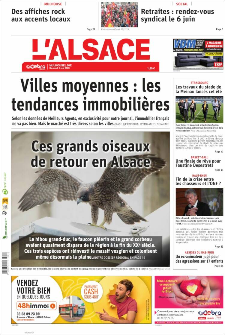 Portada de Journal L'Alsace (Francia)