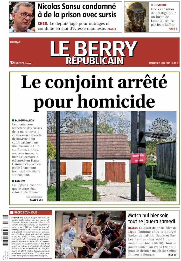 Portada de Berry Republicain (Francia)