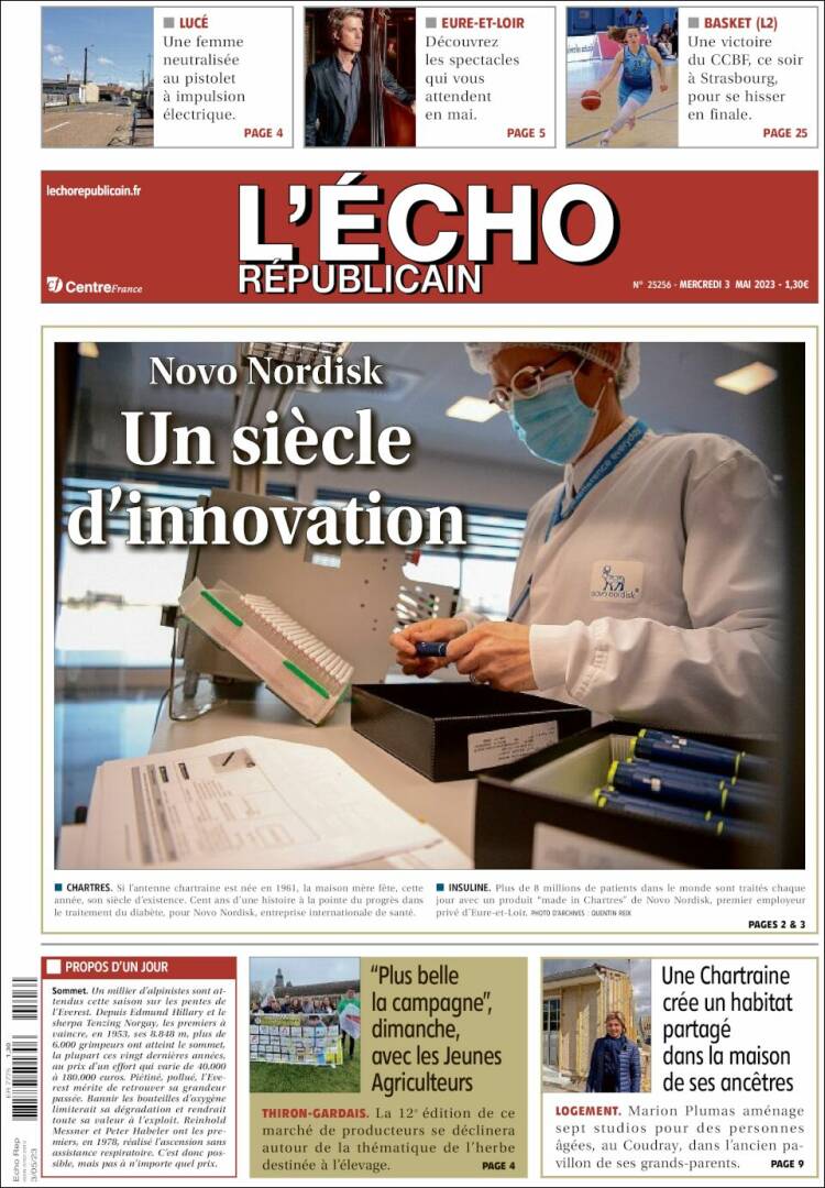 Portada de L'Echo Républicain (Francia)