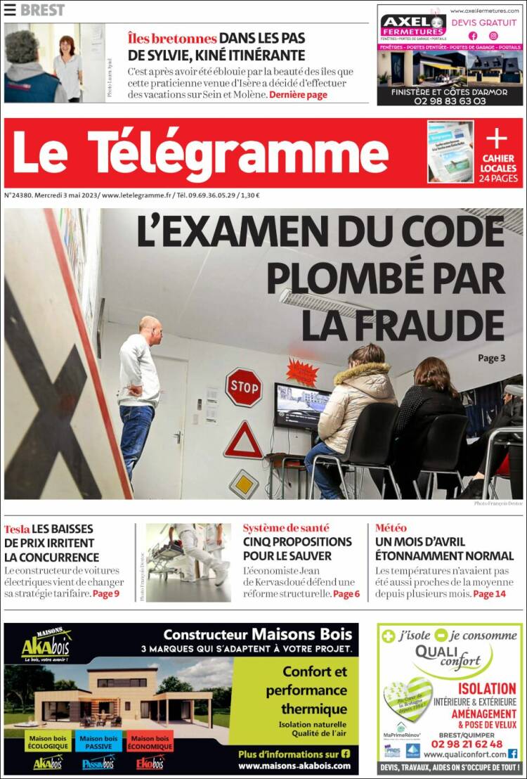 Portada de Télégramme (Francia)