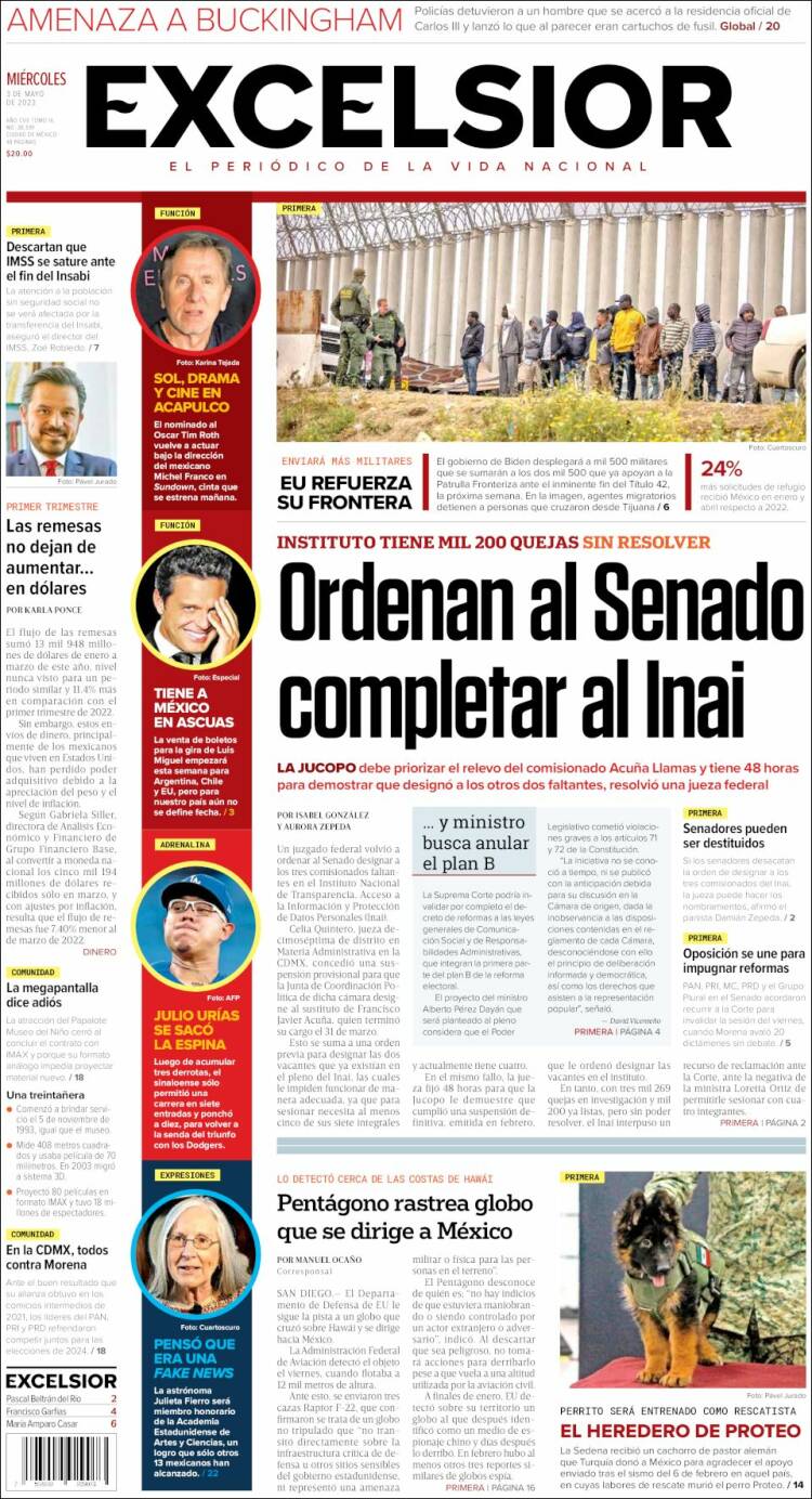 Portada de Excelsior (México)