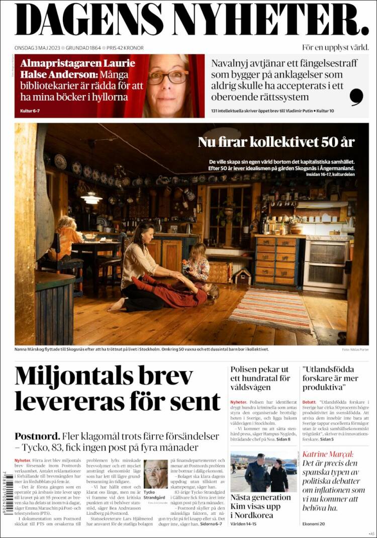 Portada de Dagens Nyheter (Suecia)