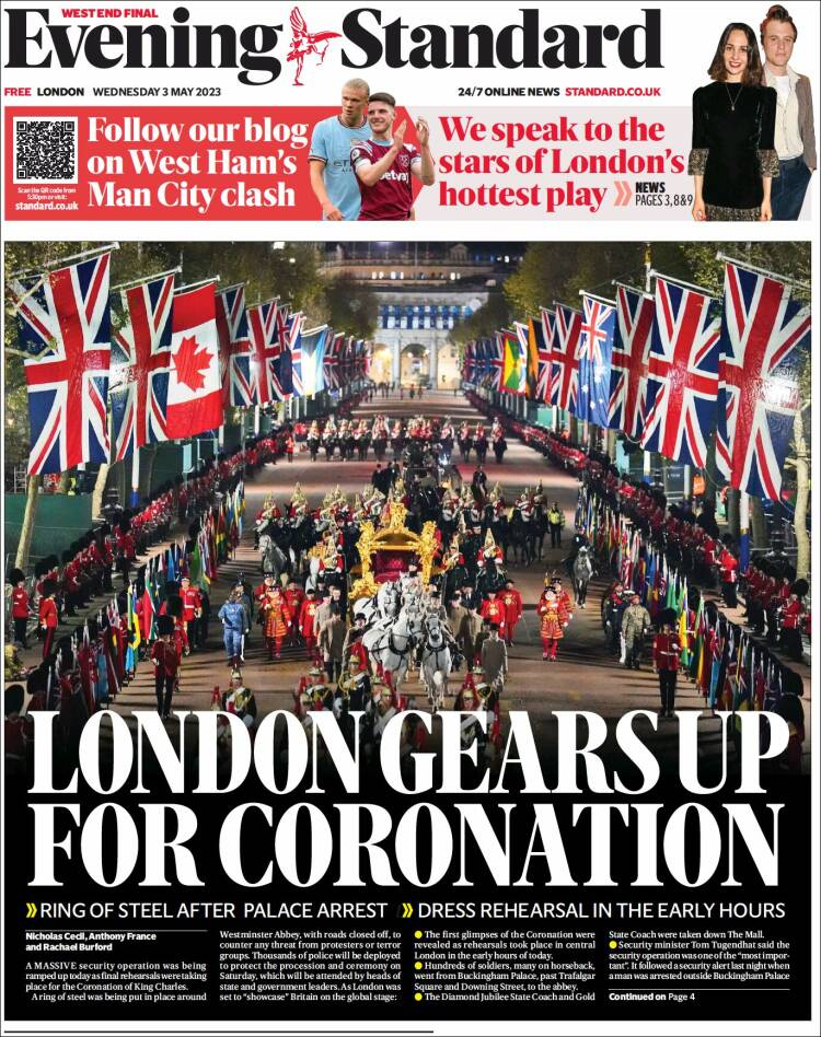 Portada de Evening Standard (Reino Unido)