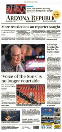 Portada de Arizona Republic News (USA)