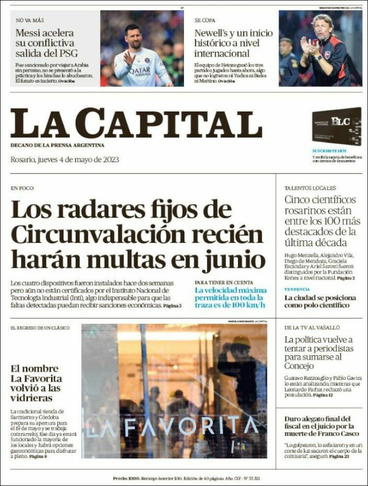 Portada de La Capital - Rosario (Argentina)