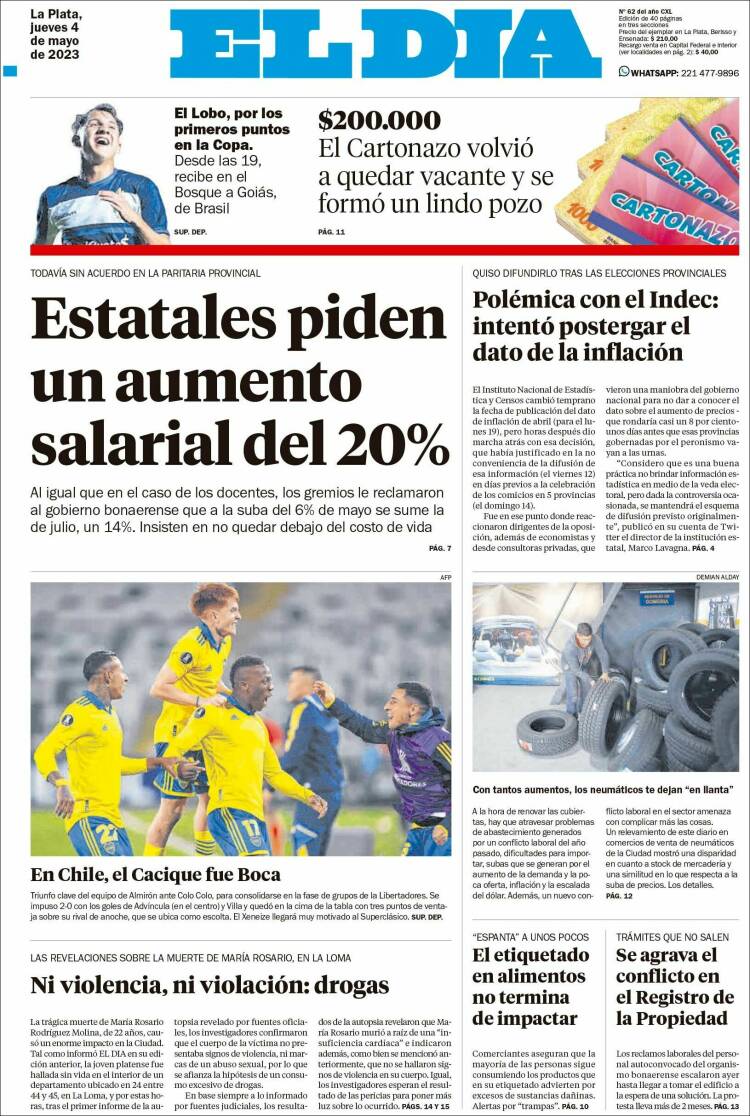 Portada de El Día de la Plata (Argentina)