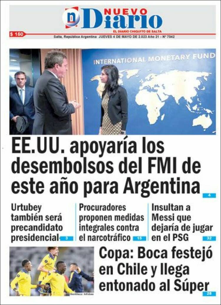 Portada de Nuevo Diario de Salta (Argentina)