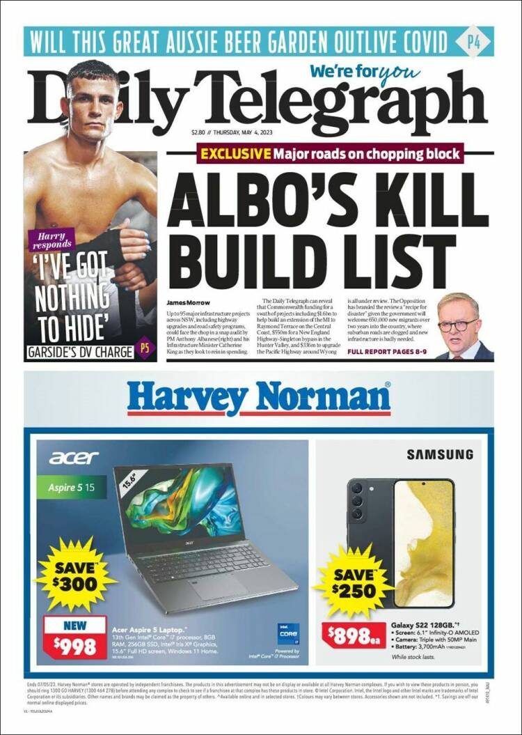 Portada de The Daily Telegraph (Australia)