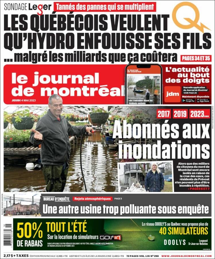 Portada de Le Journal de Montréal (Canadá)