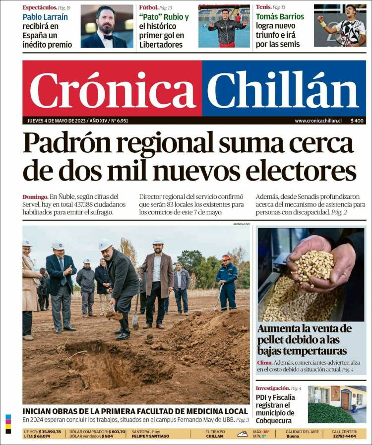 Portada de Crónica Chillán (Chile)