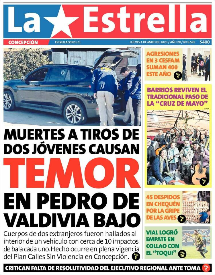 Portada de La Estrella de Concepción (Chile)